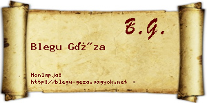 Blegu Géza névjegykártya